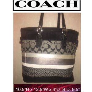 COACH•MED•LEATHER•SUEDE•SIGNATURE•TOTE•#F11529